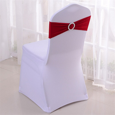 30db/tétel Stretch esküvői székhuzat pánt csattal, csúsztatható pántokkal, masnis parti esküvői dekoráció