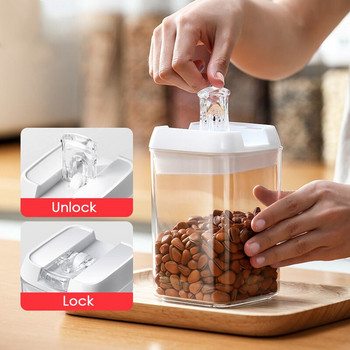 Прозрачни кутии без съдържание на BPA Пластмасови кутии за организация на кухненски килер с лесно заключващ се капак Суха храна Брашно Захар Кутия за съхранение на паста