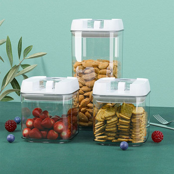 Прозрачни кутии без съдържание на BPA Пластмасови кутии за организация на кухненски килер с лесно заключващ се капак Суха храна Брашно Захар Кутия за съхранение на паста