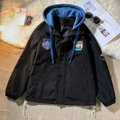 Geaca de primavara pentru barbati model nou cu broderie si sireturi