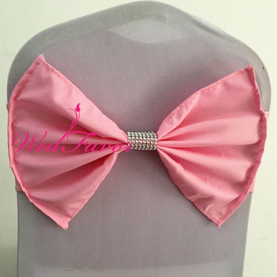 20db Spandex Lycra sztreccs szék pántok poliészter masnival és hálós gyémánt csattal szállodai esküvői party dekorációhoz