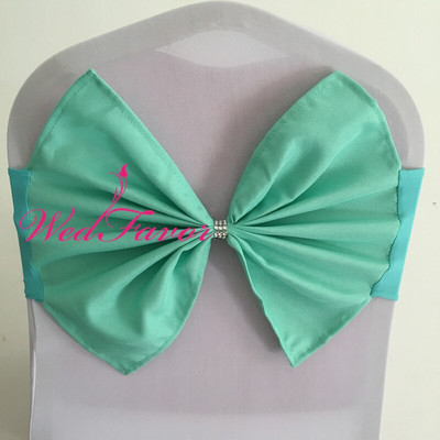 20db Spandex Lycra sztreccs szék pántok poliészter masnival és hálós gyémánt csattal szállodai esküvői party dekorációhoz