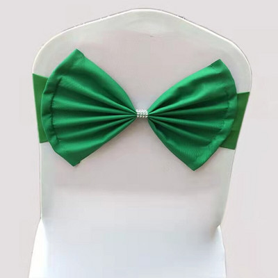 20db Spandex Lycra sztreccs szék pántok poliészter masnival és hálós gyémánt csattal szállodai esküvői party dekorációhoz