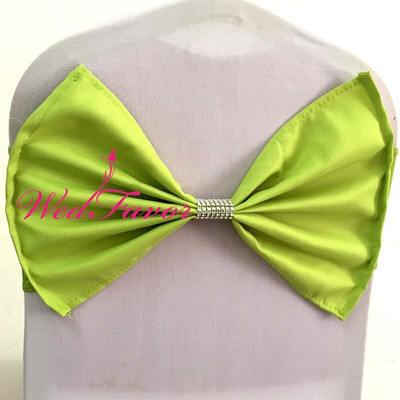 20db Spandex Lycra sztreccs szék pántok poliészter masnival és hálós gyémánt csattal szállodai esküvői party dekorációhoz