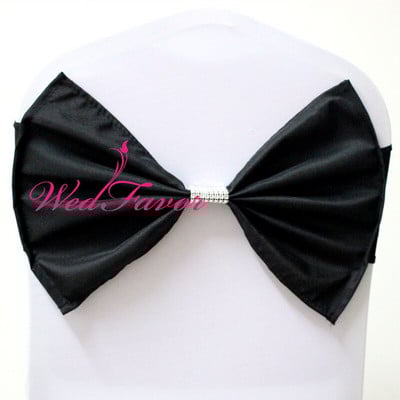 20db Spandex Lycra sztreccs szék pántok poliészter masnival és hálós gyémánt csattal szállodai esküvői party dekorációhoz