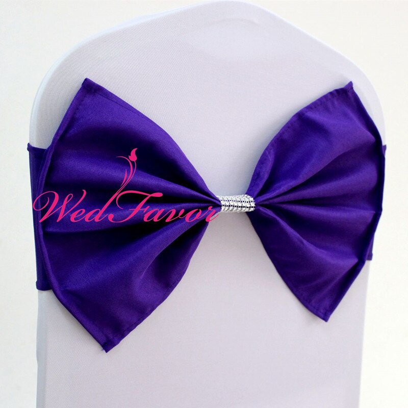 20db Spandex Lycra sztreccs szék pántok poliészter masnival és hálós gyémánt csattal szállodai esküvői party dekorációhoz