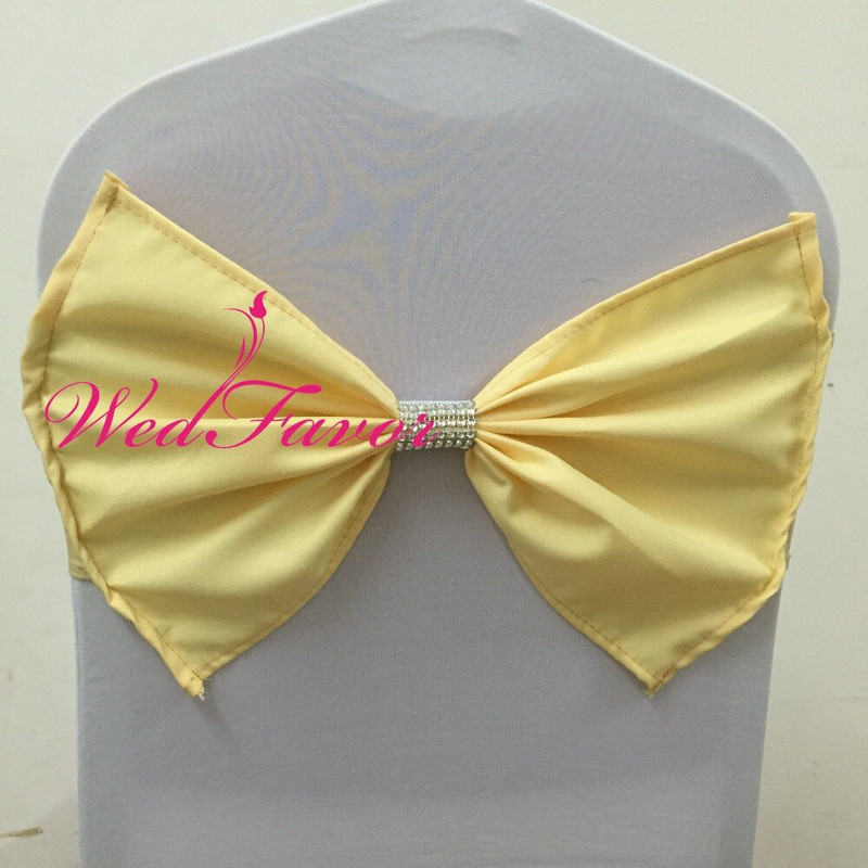 20db Spandex Lycra sztreccs szék pántok poliészter masnival és hálós gyémánt csattal szállodai esküvői party dekorációhoz