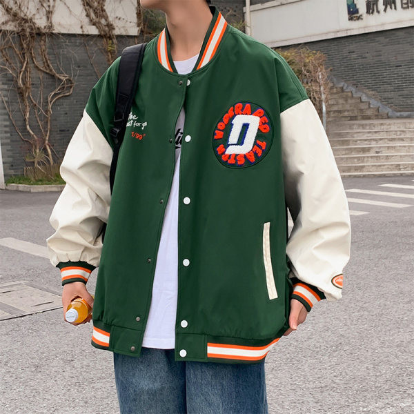 Geacă de baseball subțire cu nasturi și glugă