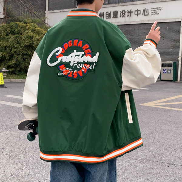 Geacă de baseball subțire cu nasturi și glugă