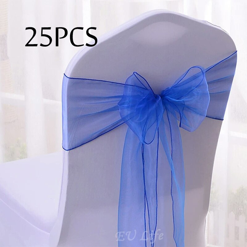 Pakiranje od 25 komada Pojas za stolicu od prozirne organze Leptir mašne 18x275 cm Ukrasna stolica za svečanosti vjenčanja