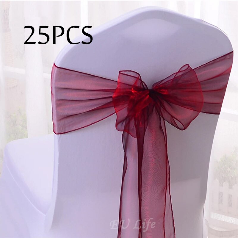 Pakiranje od 25 komada Pojas za stolicu od prozirne organze Leptir mašne 18x275 cm Ukrasna stolica za svečanosti vjenčanja
