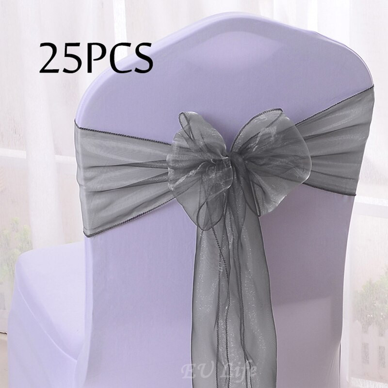 Pakiranje od 25 komada Pojas za stolicu od prozirne organze Leptir mašne 18x275 cm Ukrasna stolica za svečanosti vjenčanja