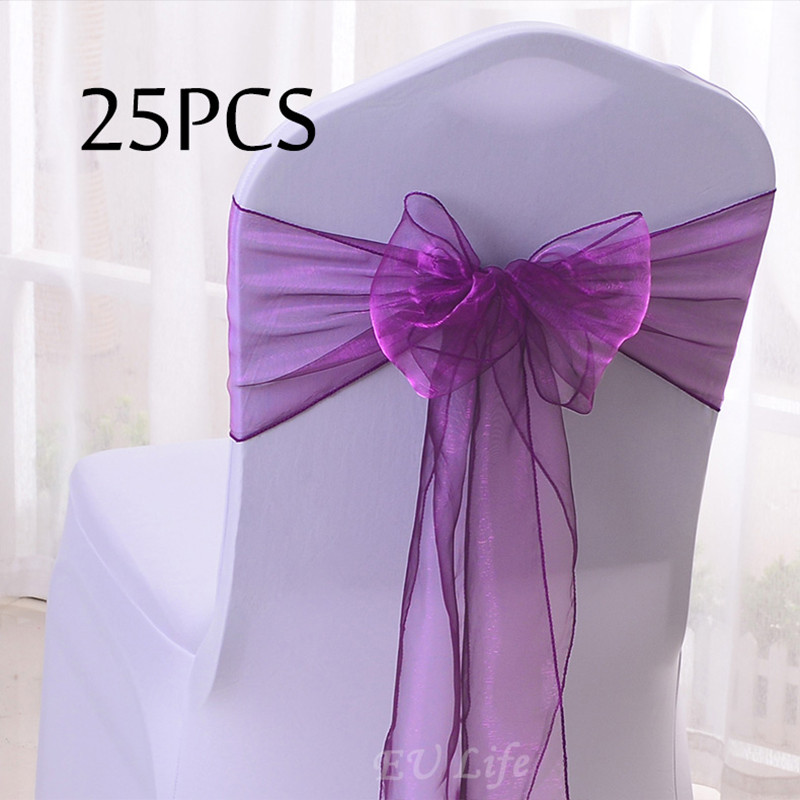 Pakiranje od 25 komada Pojas za stolicu od prozirne organze Leptir mašne 18x275 cm Ukrasna stolica za svečanosti vjenčanja