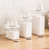 Херметична кутия за съхранение на перилен препарат за прах Прозрачен контейнер за прах за пране с мерителна чаша Многофункционален пластмасов буркан със зърнени храни