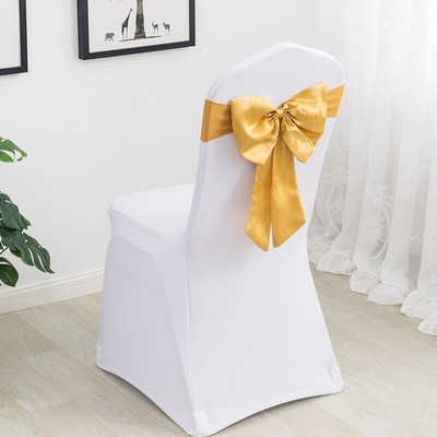 20 buc Benzi pentru scaune elastice din spandex cu fundă din satin Cerceve pentru scaune din satin Lycra gata făcute pentru petrecere, hotel, decorare de nuntă