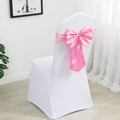 20 buc Benzi pentru scaune elastice din spandex cu fundă din satin Cerceve pentru scaune din satin Lycra gata făcute pentru petrecere, hotel, decorare de nuntă