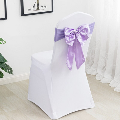 20 buc Benzi pentru scaune elastice din spandex cu fundă din satin Cerceve pentru scaune din satin Lycra gata făcute pentru petrecere, hotel, decorare de nuntă