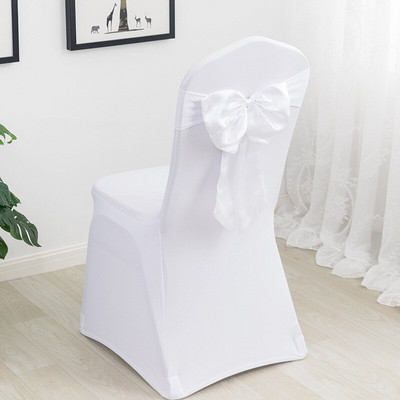 20 buc Benzi pentru scaune elastice din spandex cu fundă din satin Cerceve pentru scaune din satin Lycra gata făcute pentru petrecere, hotel, decorare de nuntă