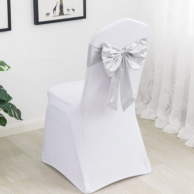 20 buc Benzi pentru scaune elastice din spandex cu fundă din satin Cerceve pentru scaune din satin Lycra gata făcute pentru petrecere, hotel, decorare de nuntă