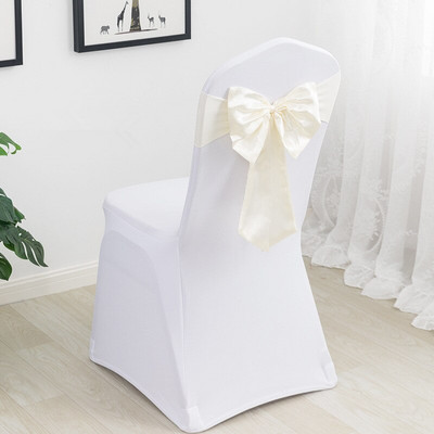 20 buc Benzi pentru scaune elastice din spandex cu fundă din satin Cerceve pentru scaune din satin Lycra gata făcute pentru petrecere, hotel, decorare de nuntă