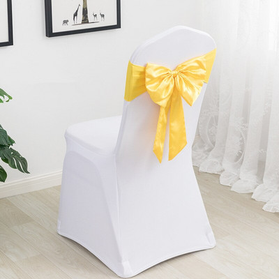 20 buc Benzi pentru scaune elastice din spandex cu fundă din satin Cerceve pentru scaune din satin Lycra gata făcute pentru petrecere, hotel, decorare de nuntă