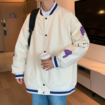 Férfi alkalmi dzseki hátul nyomtatással és gombos rögzítéssel