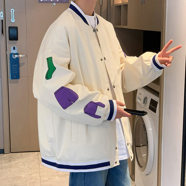 Férfi alkalmi dzseki hátul nyomtatással és gombos rögzítéssel