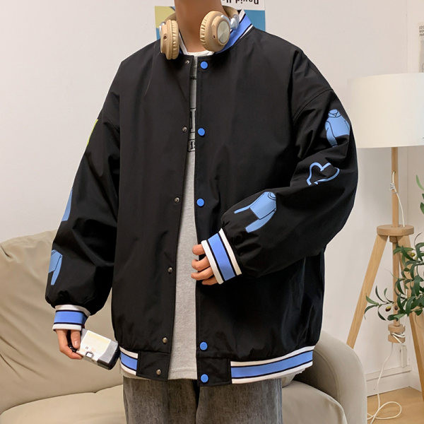 Férfi alkalmi dzseki hátul nyomtatással és gombos rögzítéssel