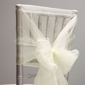 25 бр. 65 x 275 см. Прозрачни качулки за столове от органза Хотелско парти Сватбена украса Стол с панделка Връзки Шапки