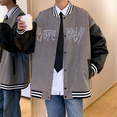 Jachetă pentru bărbați model nou cu inscripționare și închidere cu nasturi