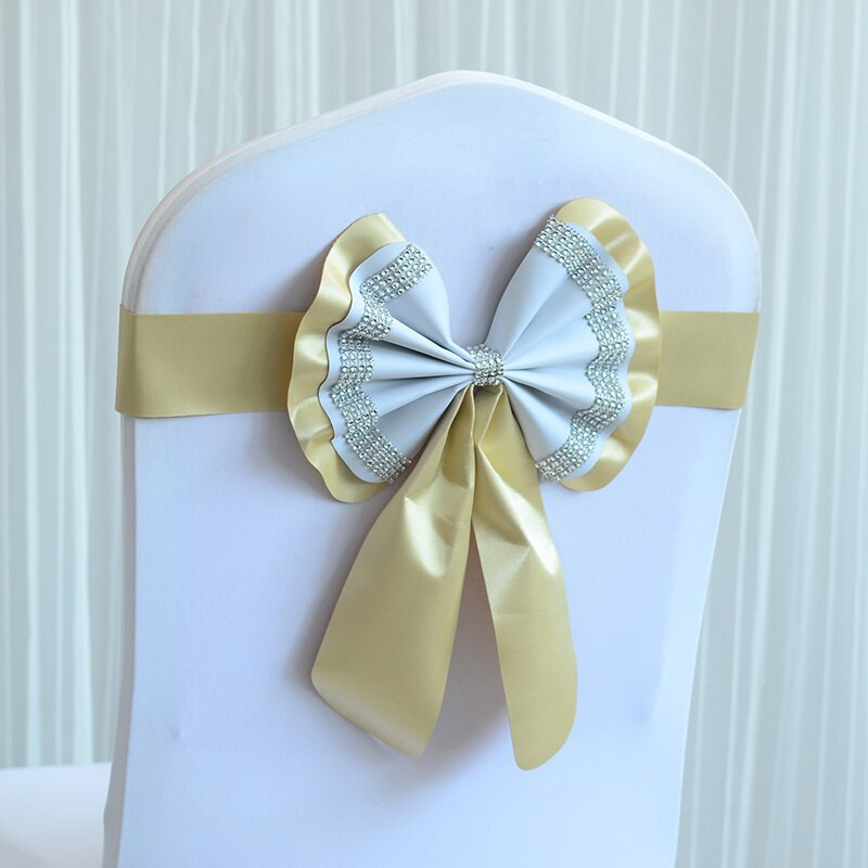 20PC Viešbutis Restoranas Vestuvės Banketas Elastiniai Laisvi Kaklaraiščiai Kėdės Atgal Gėlė Lankas Kėdės Dekoratyvinės juostelės Mariage kėdžių varčios