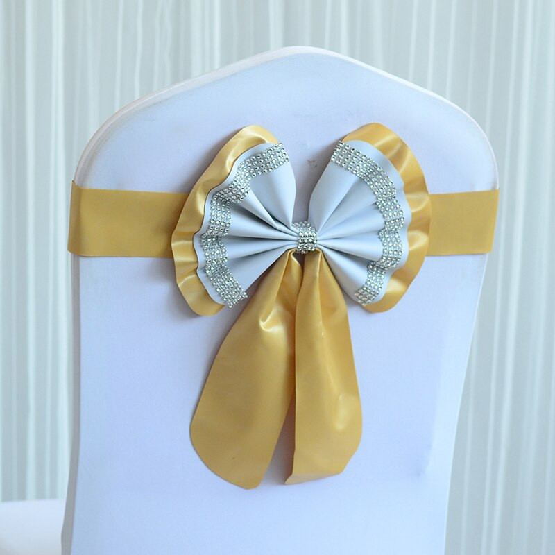 20PC Viešbutis Restoranas Vestuvės Banketas Elastiniai Laisvi Kaklaraiščiai Kėdės Atgal Gėlė Lankas Kėdės Dekoratyvinės juostelės Mariage kėdžių varčios