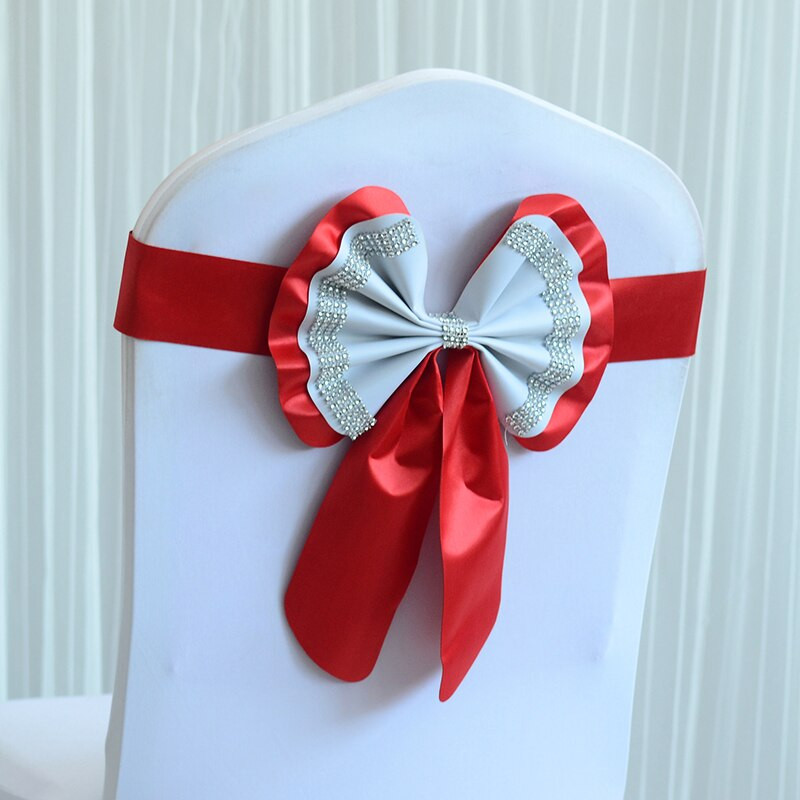 20PC Viešbutis Restoranas Vestuvės Banketas Elastiniai Laisvi Kaklaraiščiai Kėdės Atgal Gėlė Lankas Kėdės Dekoratyvinės juostelės Mariage kėdžių varčios