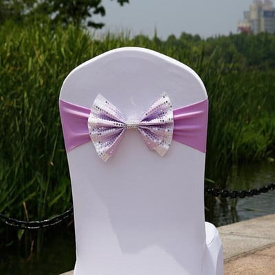 Svadobné obliečky na stoličky pre hotelové bankety, elastické, bezplatná dekorácia, operadlo stoličky, kvetinový motýlik, sklenená priadza, stuhy, svadobné dekorácie