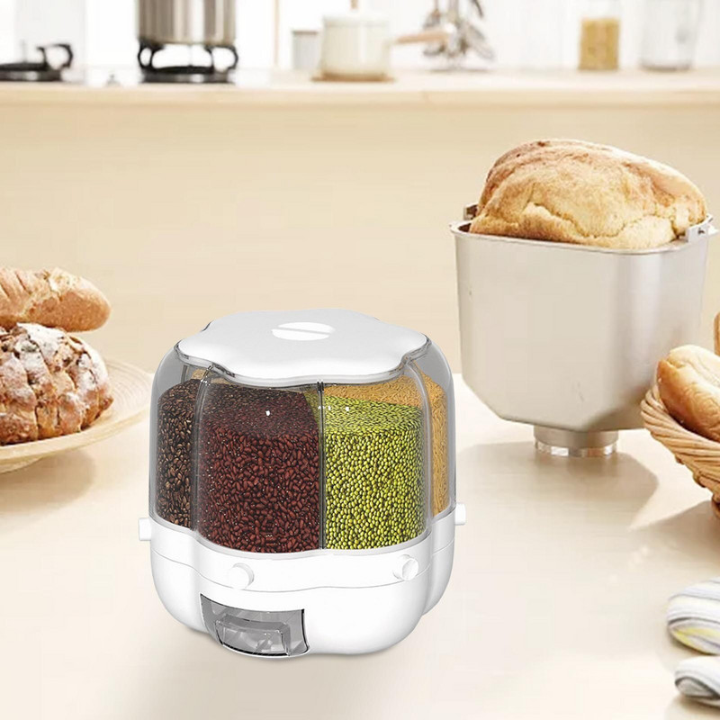 Pasukamas sandarus virtuvės tvarkytuvas ir laikymo talpa 6 grotelės grūdų ryžių dozatorius, kibiras, maisto grūdų dėžutė, talpa 6,5 kg