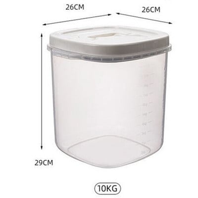 Skaidrus ryžių kibiras, atsparus vabzdžiams, atsparus drėgmei, sandarus miltų laikymo indas Virtuvės grūdų naminių šunų maisto laikymo dėžutė