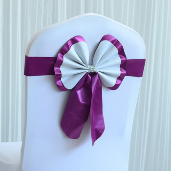 20 τμχ Προσαρμοσμένη ελαστική πλάτη καρέκλα χωρίς γραβάτα Flower Bow Hotel Restaurant BANQUET Διακόσμηση καρέκλας γάμου Κορδέλα Φύλλα καρέκλας