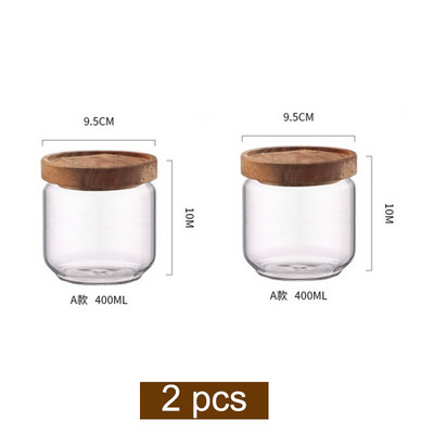 Drveni poklopac Stakleni hermetički kanister Kuhinjske boce za pohranu Staklenka Zatvorena posuda za hranu Čaj Zrna kave Zrnca Posude za staklenke slatkiša