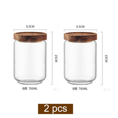 Drveni poklopac Stakleni hermetički kanister Kuhinjske boce za pohranu Staklenka Zatvorena posuda za hranu Čaj Zrna kave Zrnca Posude za staklenke slatkiša