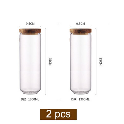 Drveni poklopac Stakleni hermetički kanister Kuhinjske boce za pohranu Staklenka Zatvorena posuda za hranu Čaj Zrna kave Zrnca Posude za staklenke slatkiša