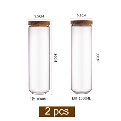 Drveni poklopac Stakleni hermetički kanister Kuhinjske boce za pohranu Staklenka Zatvorena posuda za hranu Čaj Zrna kave Zrnca Posude za staklenke slatkiša