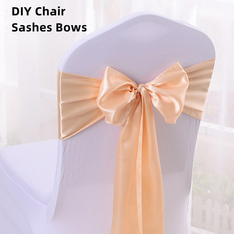 10 buc. Cerceve decorative din satin pentru scaune 17 cm * 275 cm Cercete pentru scaune DIY Arce pentru petrecere de nunta, eveniment, decorare scaun de Craciun