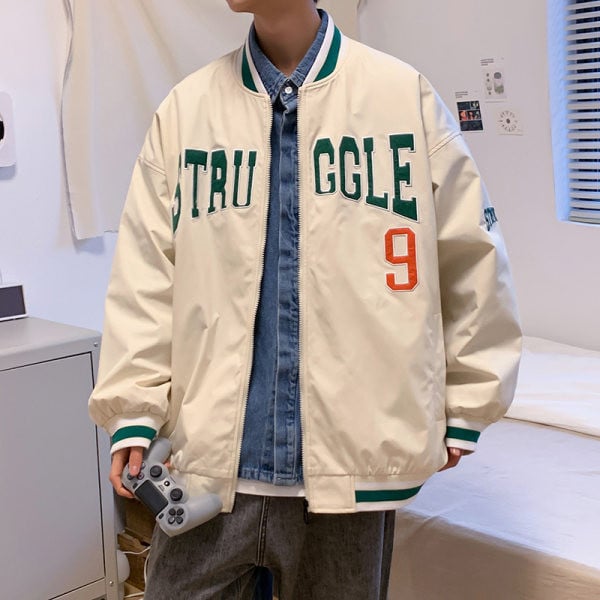 Naujo modelio spyruoklinė striukė vyrams su raštu ir kišene