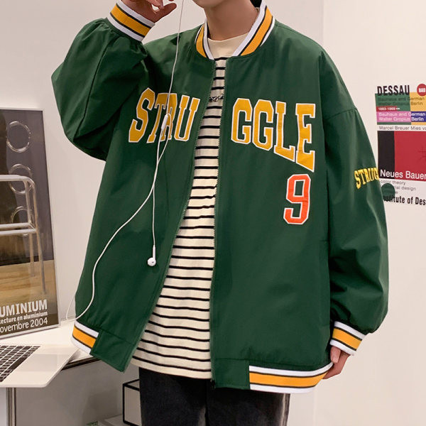 Naujo modelio spyruoklinė striukė vyrams su raštu ir kišene