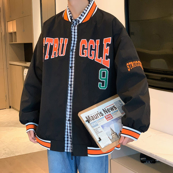 Naujo modelio spyruoklinė striukė vyrams su raštu ir kišene