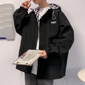 Jachetă casual pentru bărbați cu glugă cu două fețe