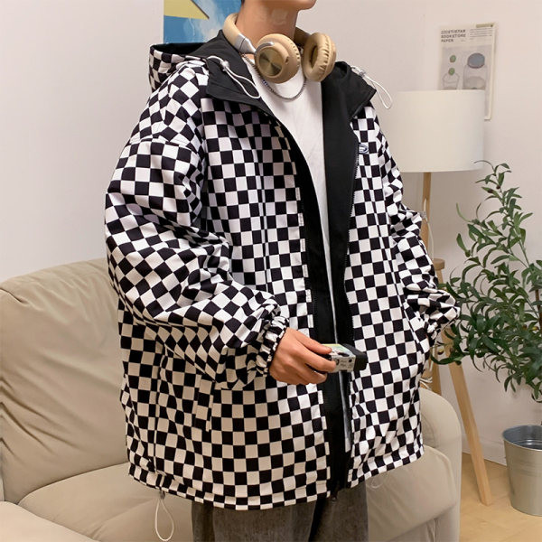 Jachetă casual pentru bărbați cu glugă cu două fețe