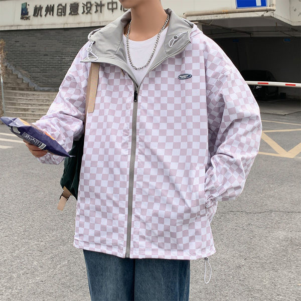 Jachetă casual pentru bărbați cu glugă cu două fețe