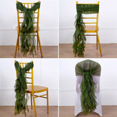 2 kom/lot Šifonska kapa za stolicu Prozirna Chiavari navlaka za stolicu Willow Sash Navlaka za stolicu s volanima Navlaka za stolicu na otvorenom Vanjski vjenčani dekor Prilagođeni