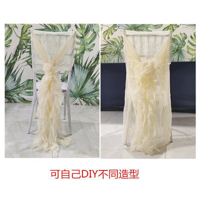 2 kom/lot Šifonska kapa za stolicu Prozirna Chiavari navlaka za stolicu Willow Sash Navlaka za stolicu s volanima Navlaka za stolicu na otvorenom Vanjski vjenčani dekor Prilagođeni